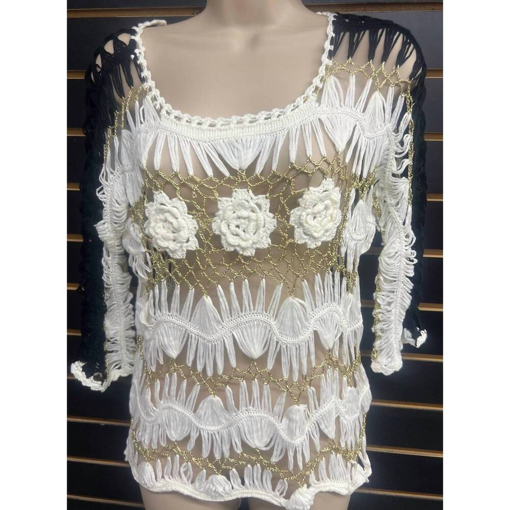 NEW NF women's boho crochet top in black